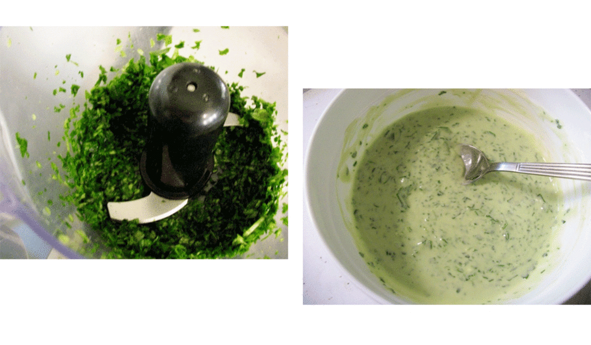 Chop spinach in a food processor. Mix the spinach with sugar and Mascarpone cheese. Set aside.