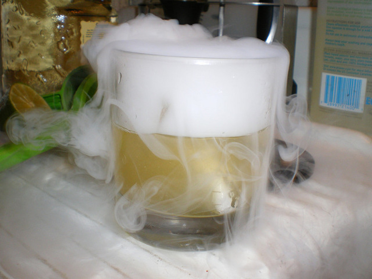 Dry ice gives your drinks a spooky effect.