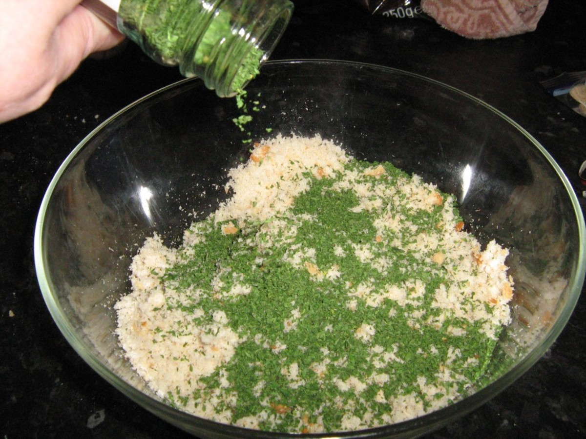 Add the mixed herbs to the stuffing mix