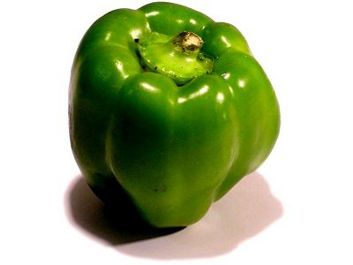 Green bell peppers are typically cooked.