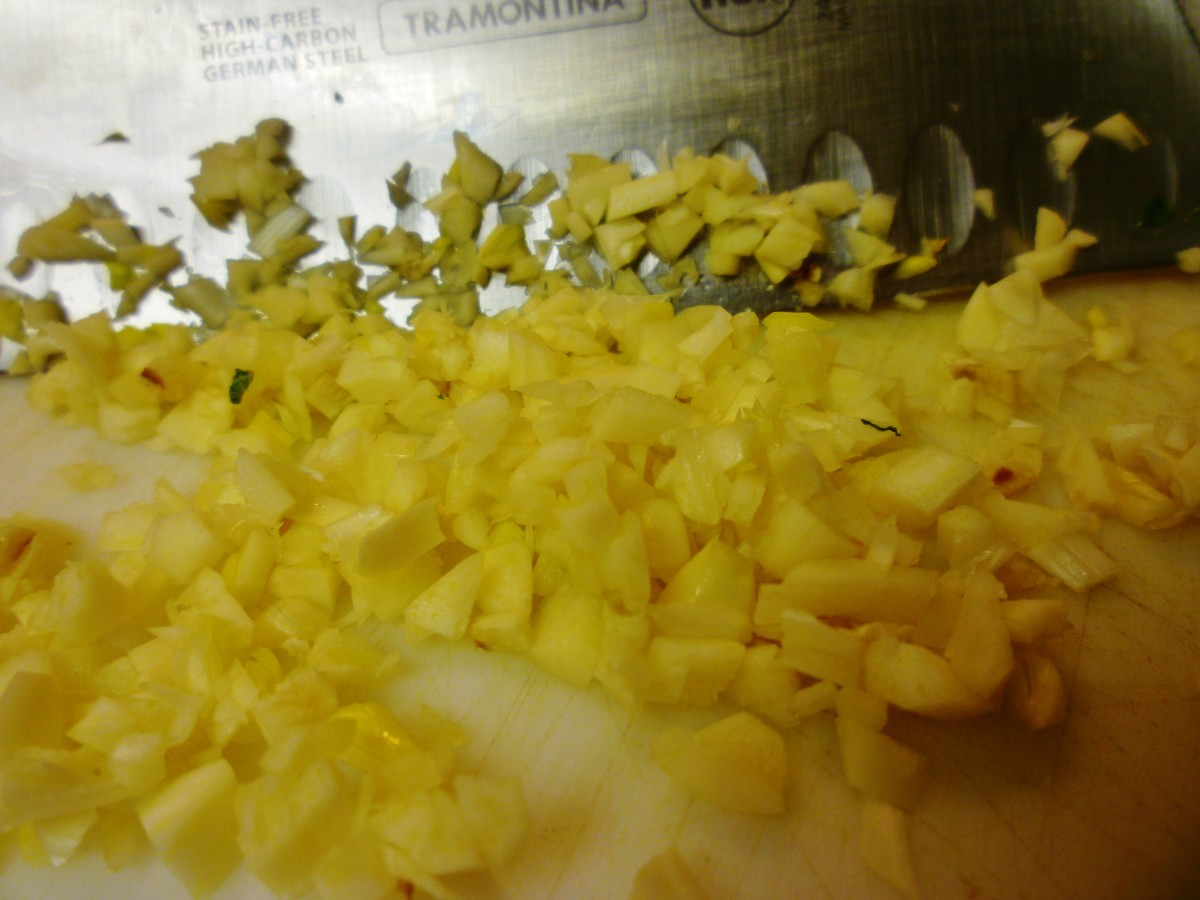 Chop the garlic.