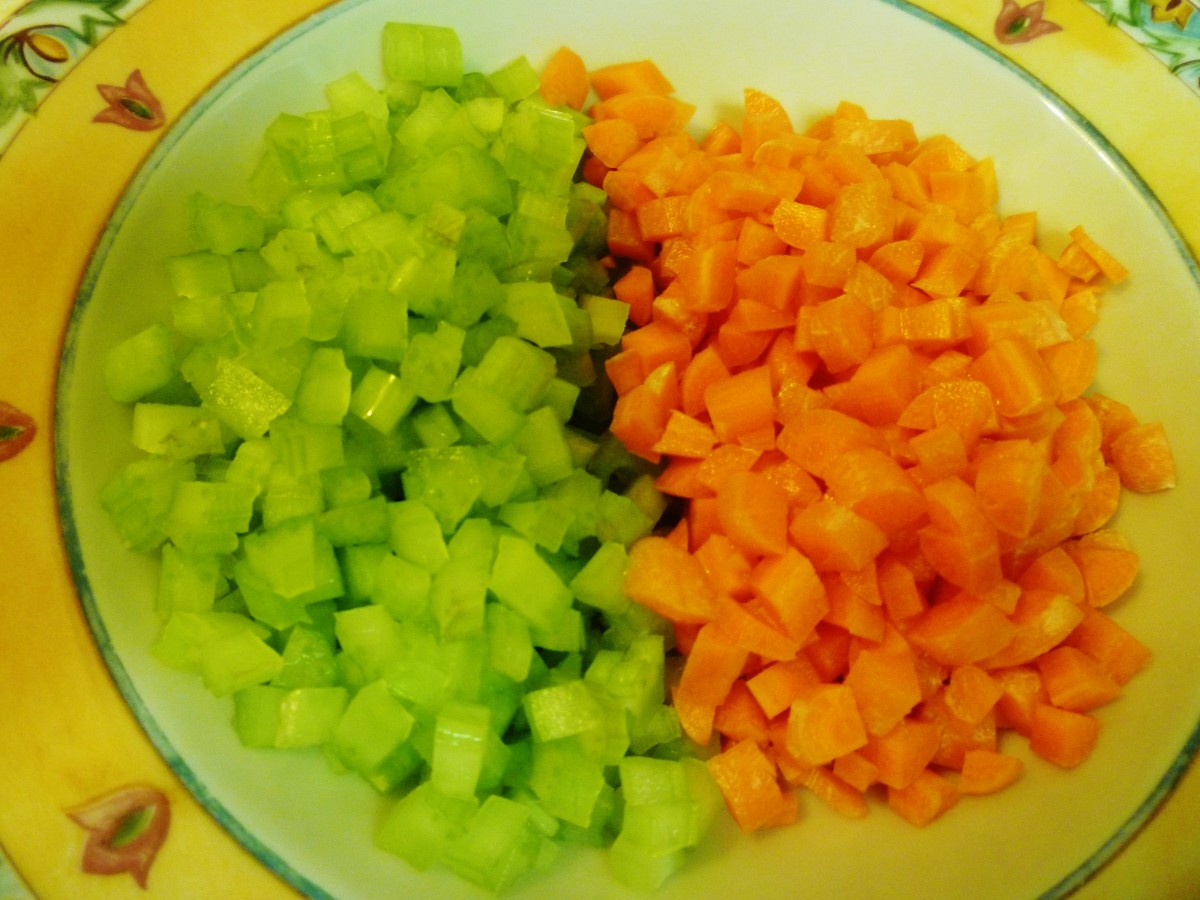 Chopped celery and carrots