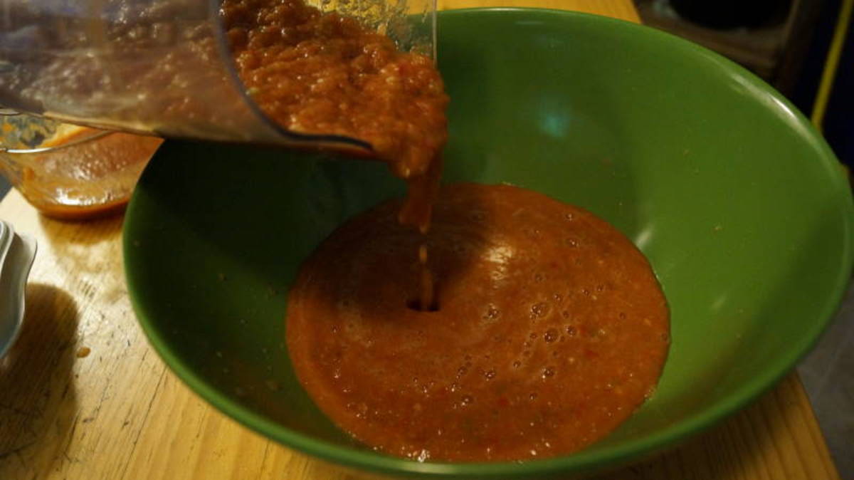 After blending, pour into a bowl.