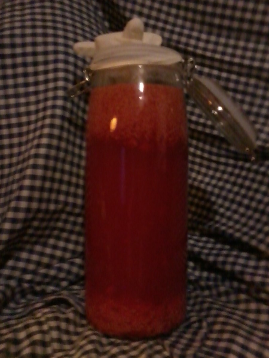Fermenting raspberry juice.