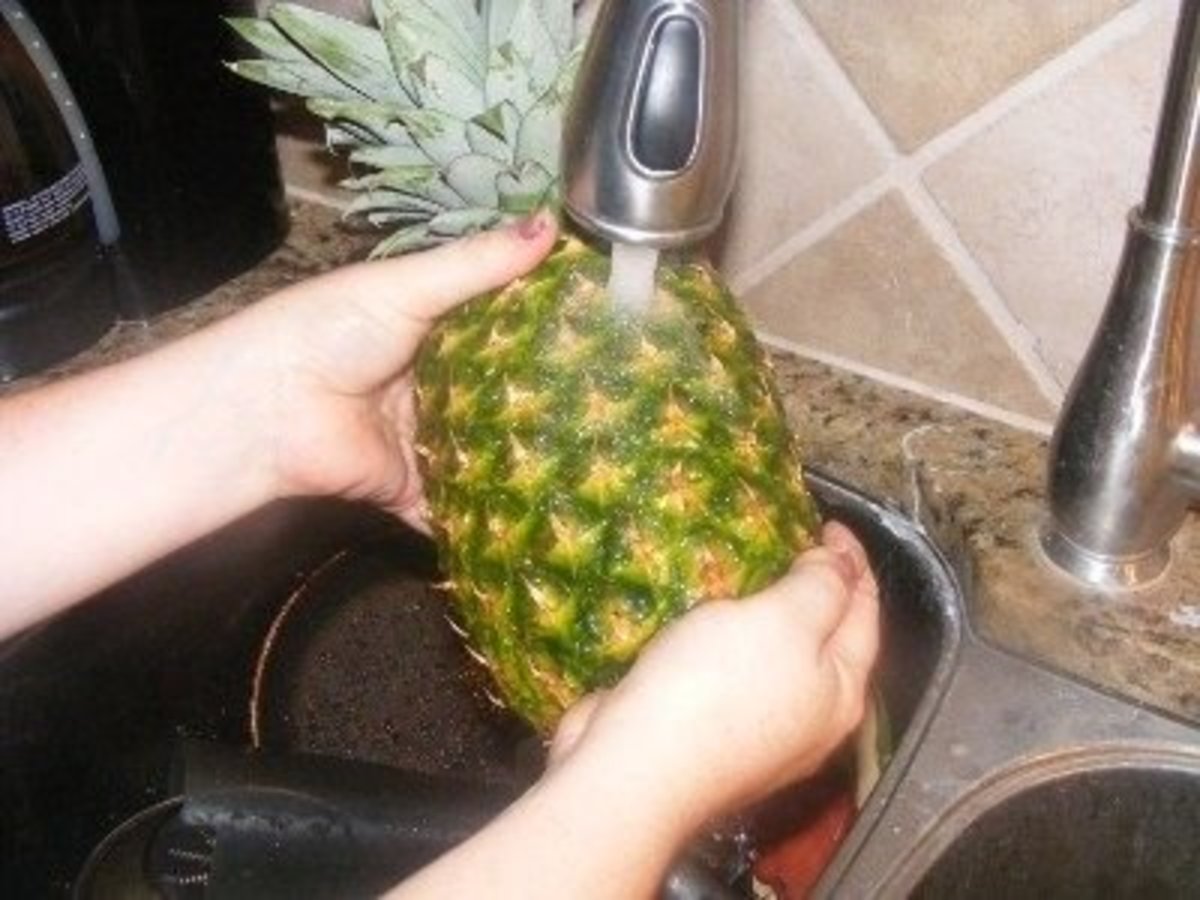 Step 1: Wash the pineapple.