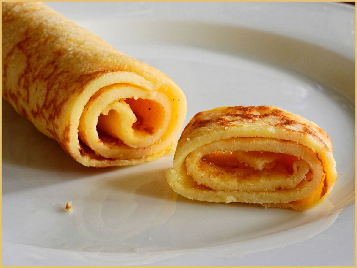 Crepes can be stuffed and rolled with savory or sweet fillings.