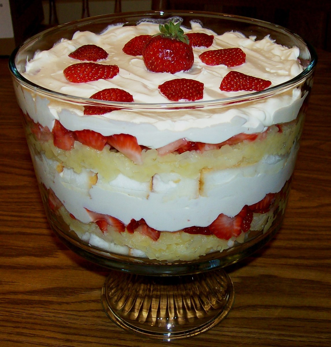 A trifle bowl accentuates the layered aspect of the dessert.