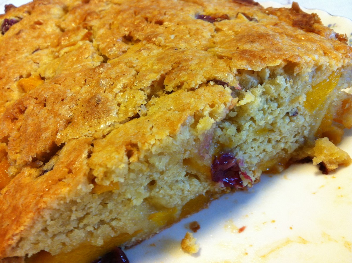 Summertime Peach Cake With Grapes and Almond Sponge