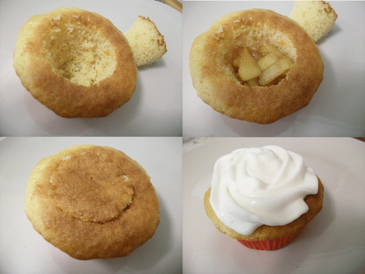 Adding the Apple Filling to the Cupcakes