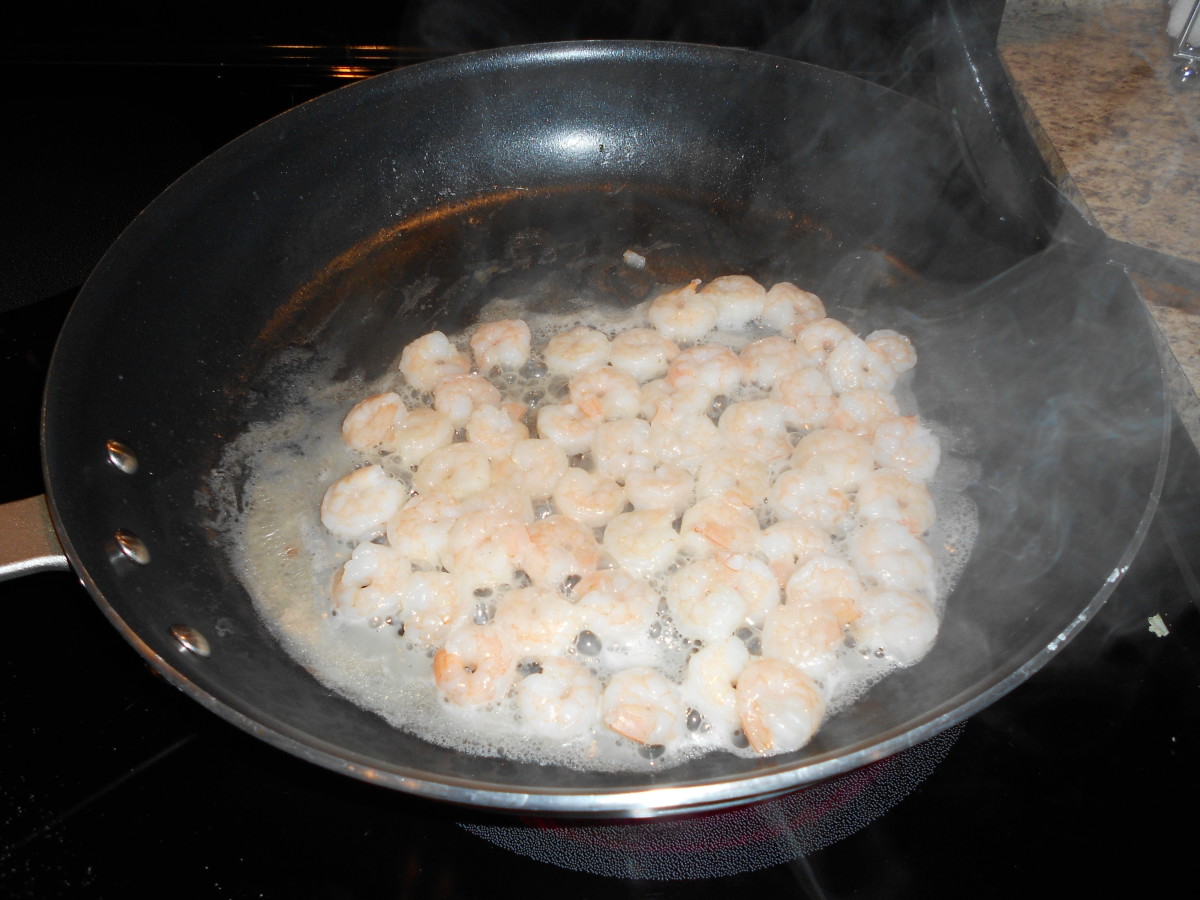 Steaming shrimp