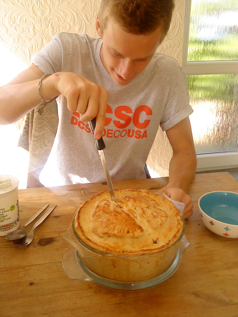 Here's the first cut into the golden pie!