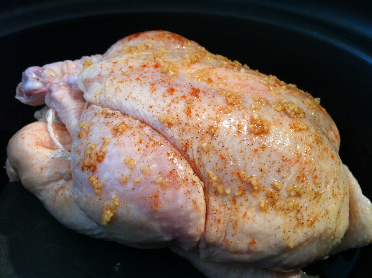 Garlic chicken, all ready for the slow cooker.