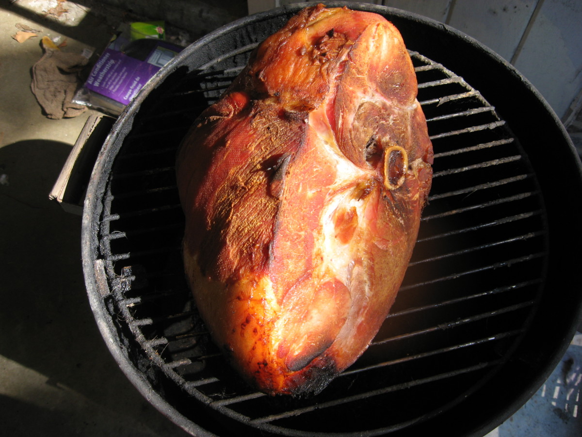 Cook the ham on a smoker.