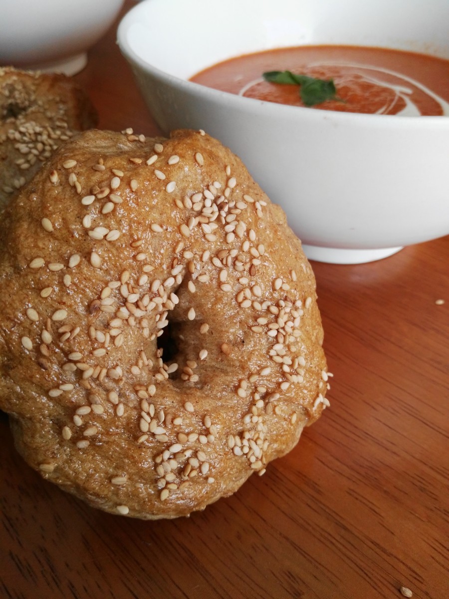 Bagels taste great with tomato soup