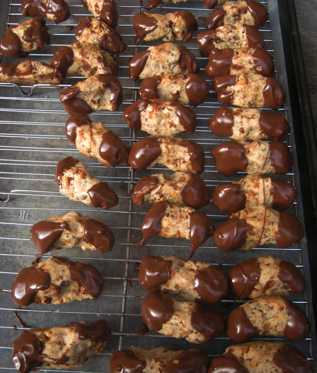 Chocolate-Tipped Walnut Cookies