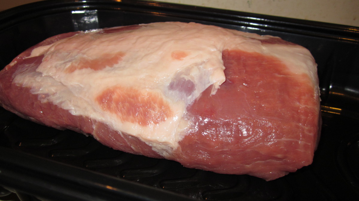 Cook the pork loin with the fatty side up.