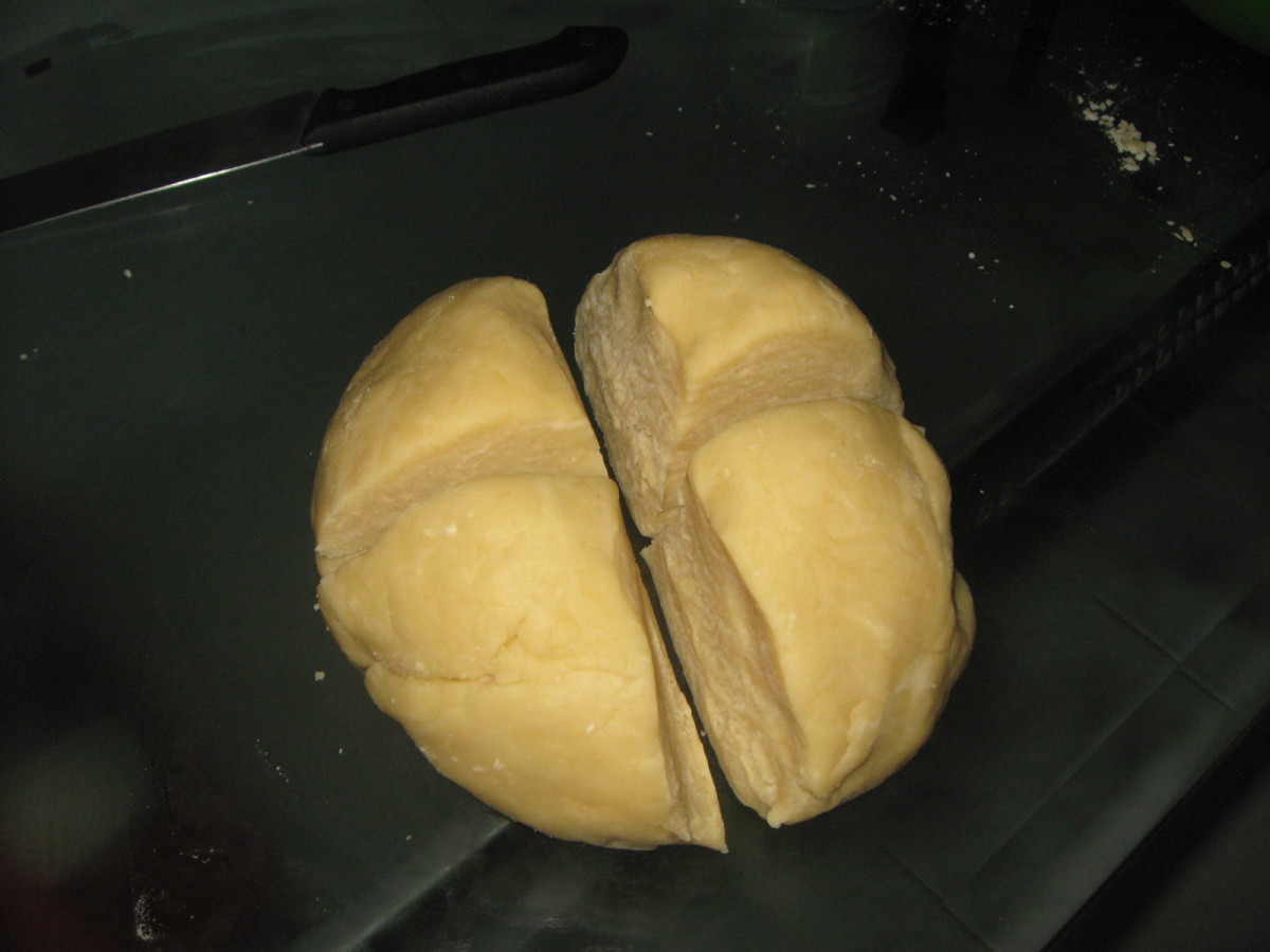 Cut the dough into 2 or 4  equal pieces, depending on the quantity.