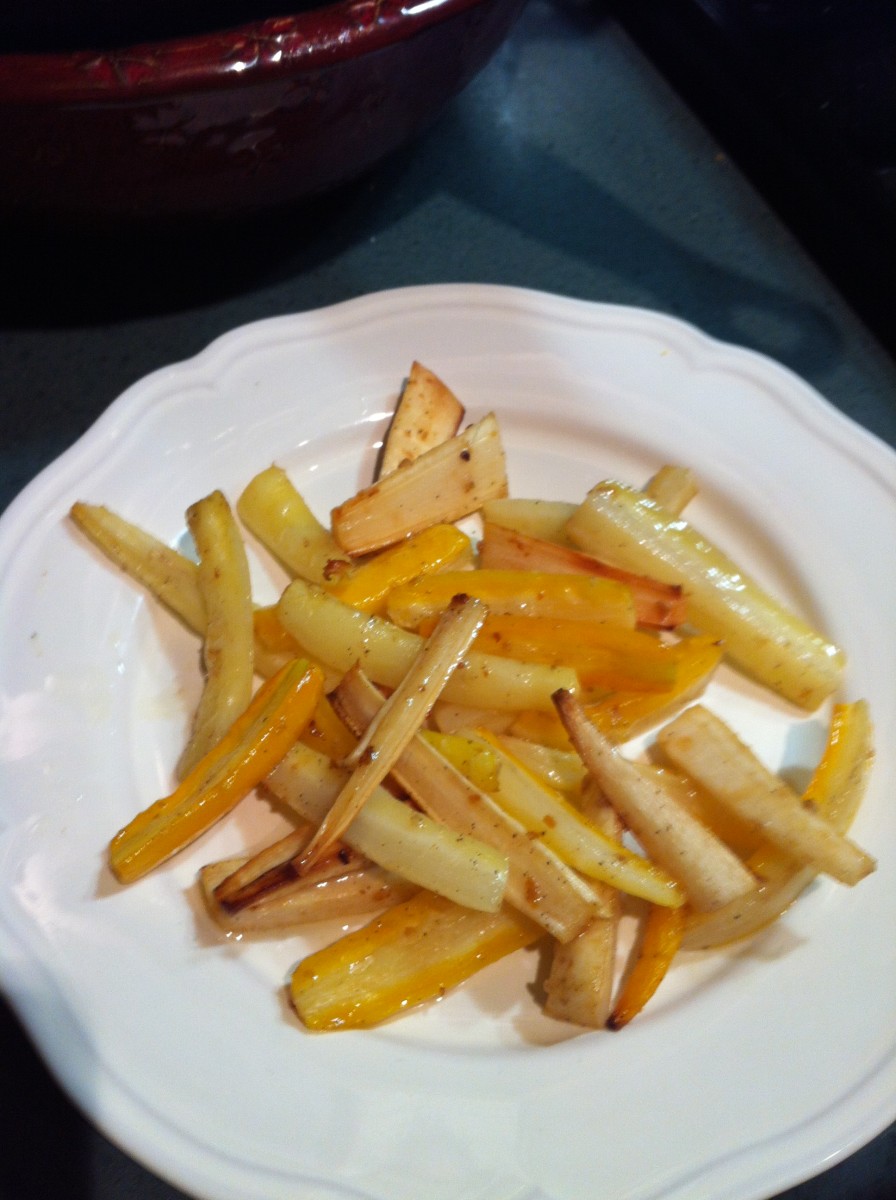 Roasted carrot and parsnip fries.