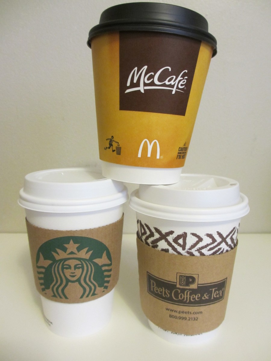 Coffees from McDonald's, Starbucks, and Peet's.