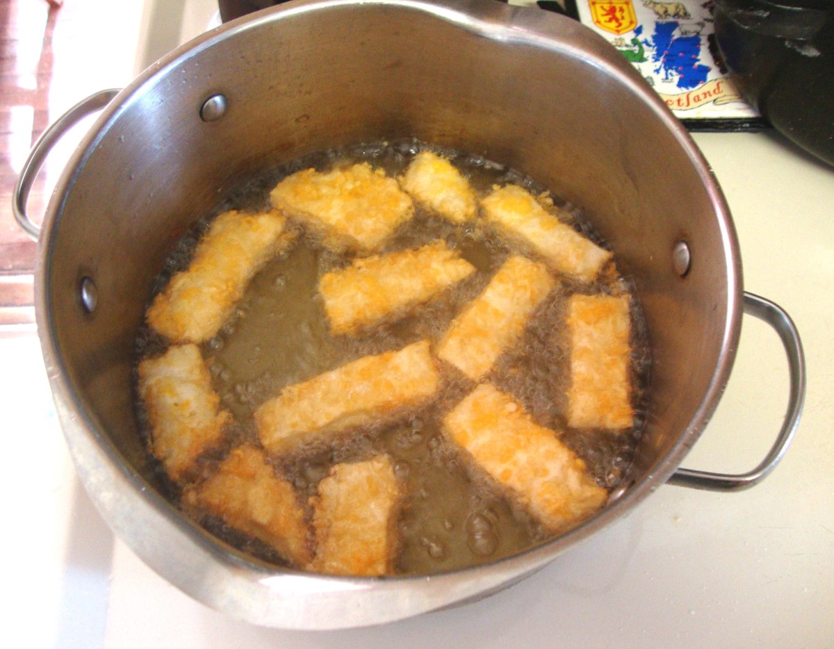 Fry the fingers in hot oil.