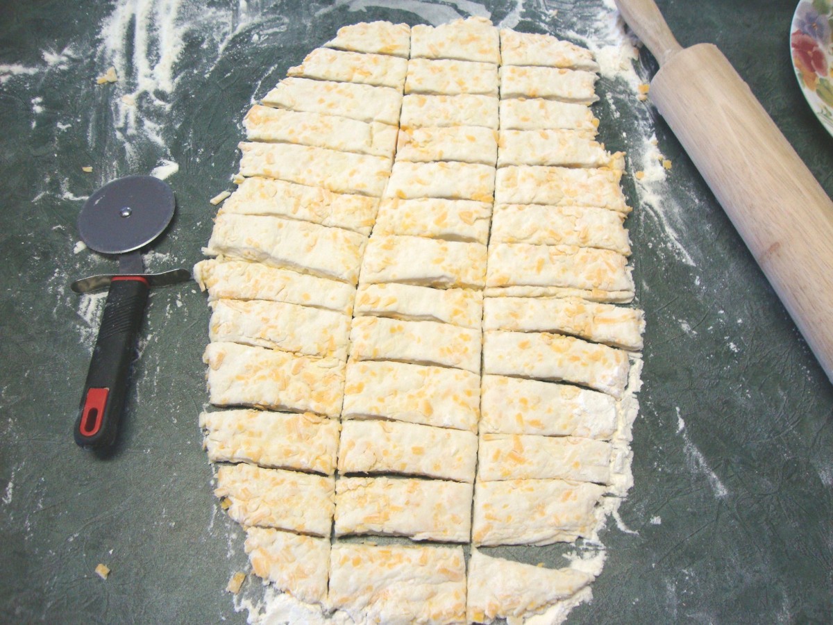 Cut the dough into fingers. A pizza wheel makes easy work of this job.