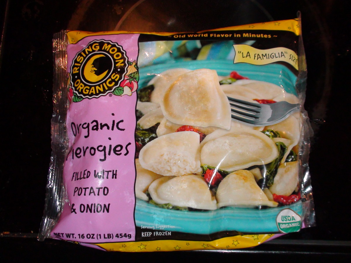 I typically use organic pierogies filled with potato and onion by Rising Moon Organics.