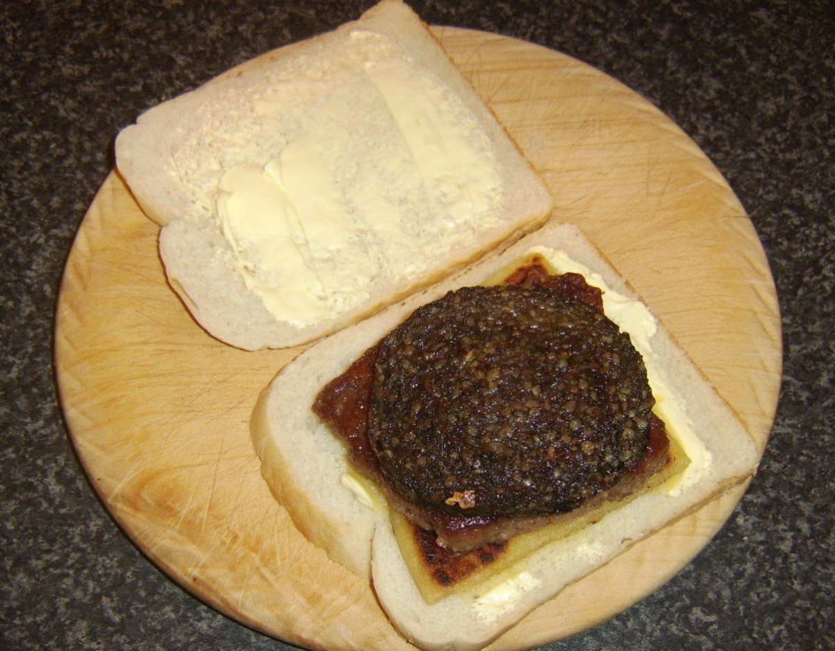 Haggis is added to the traditional sandwich combination of Lorne sausage and tattie scone