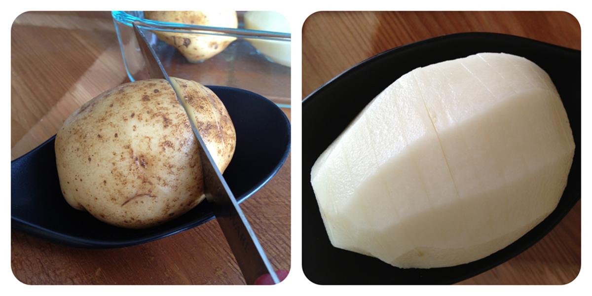 Cutting Hasselback Potato