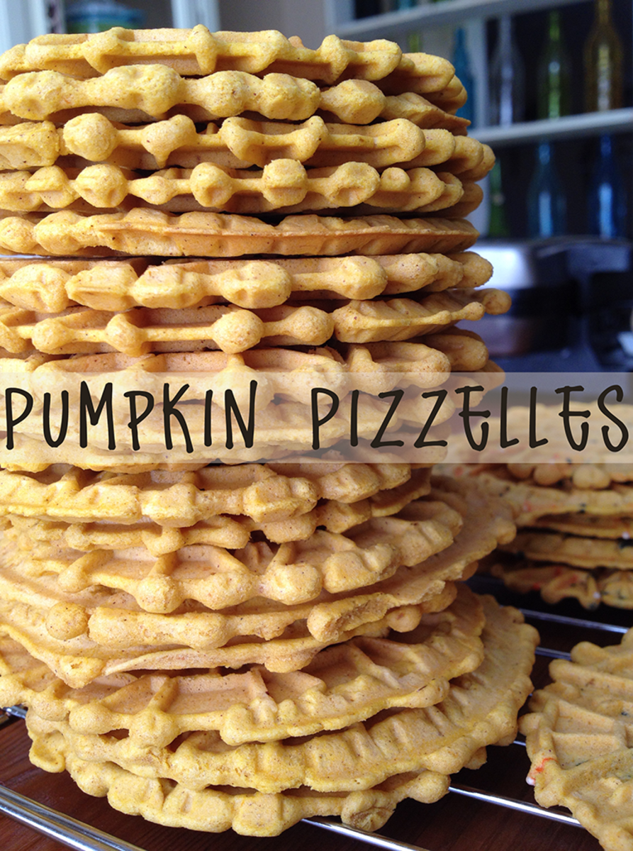 Stack of pumpkin spice pizzelles