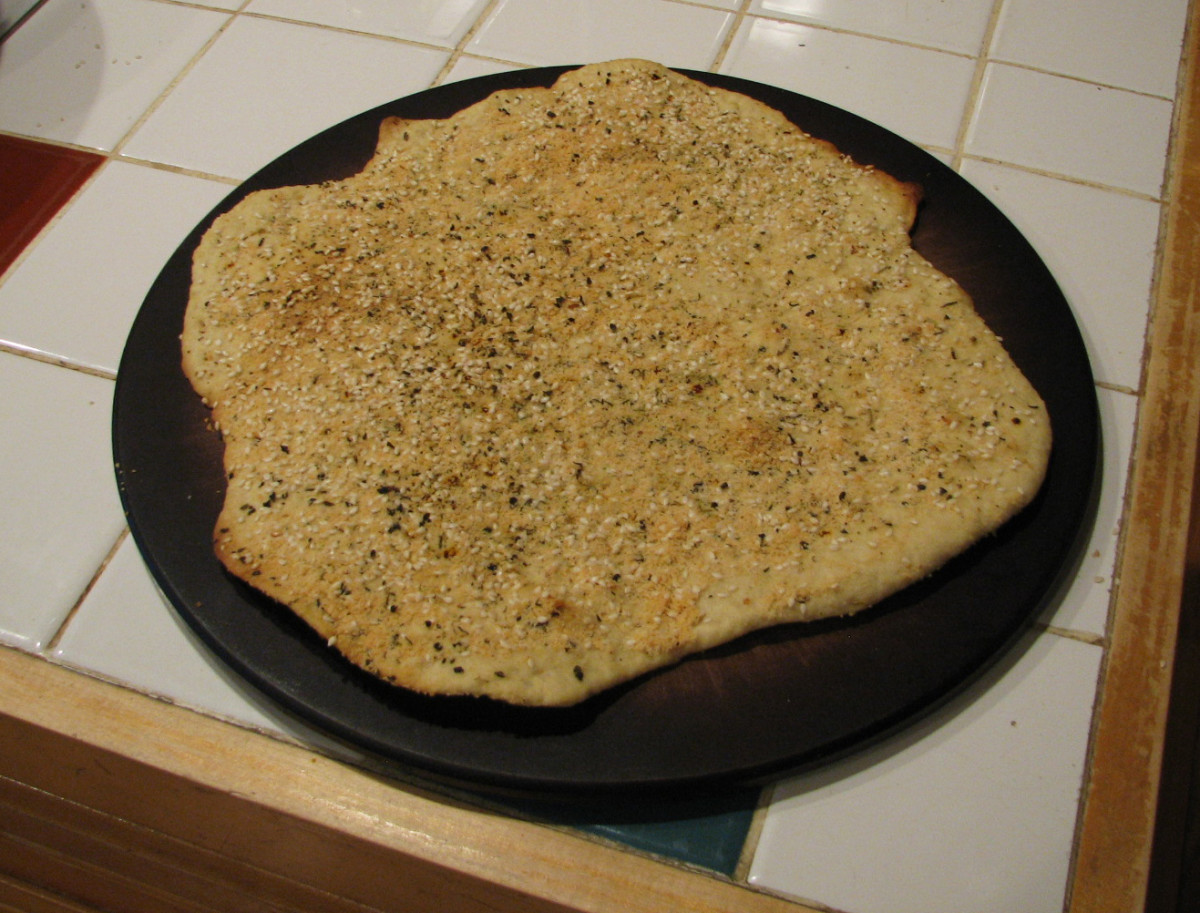 Flatbread with herbs, Parmesan cheese, and seeds
