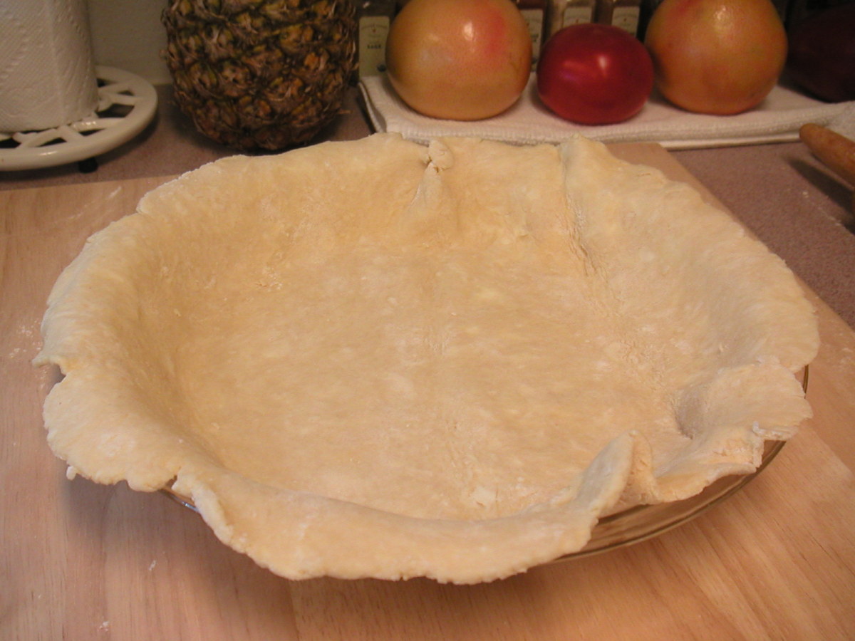 Make sure the edges of the pie dish are completely covered and the dough is centered.