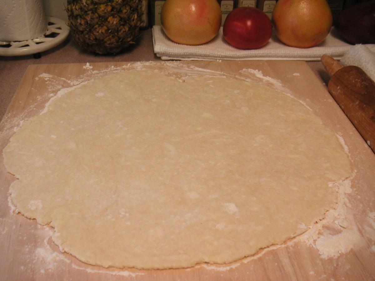 Roll out to about an inch larger than the outside edge of the pie dish.