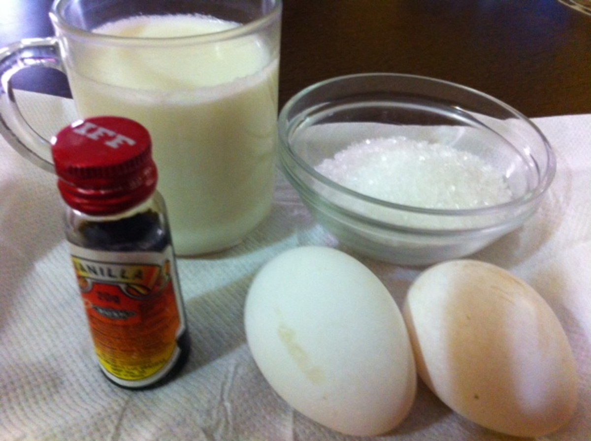 Just a few simple ingredients: milk, eggs, sugar, and vanilla essence