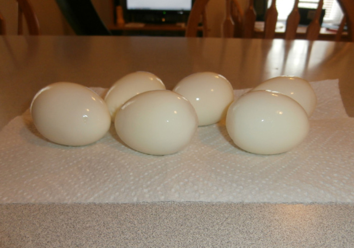 Rinse your peeled eggs to make sure all of the little bits of shell are all gone. These eggs were peeled using the method on this page.