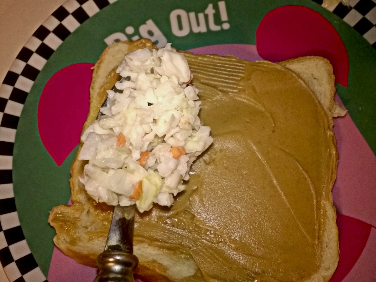 Peanut butter and coleslaw sandwich
