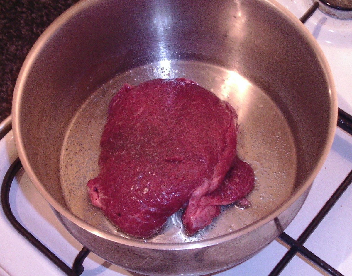Ox cheeks should be sealed all over in hot oil.