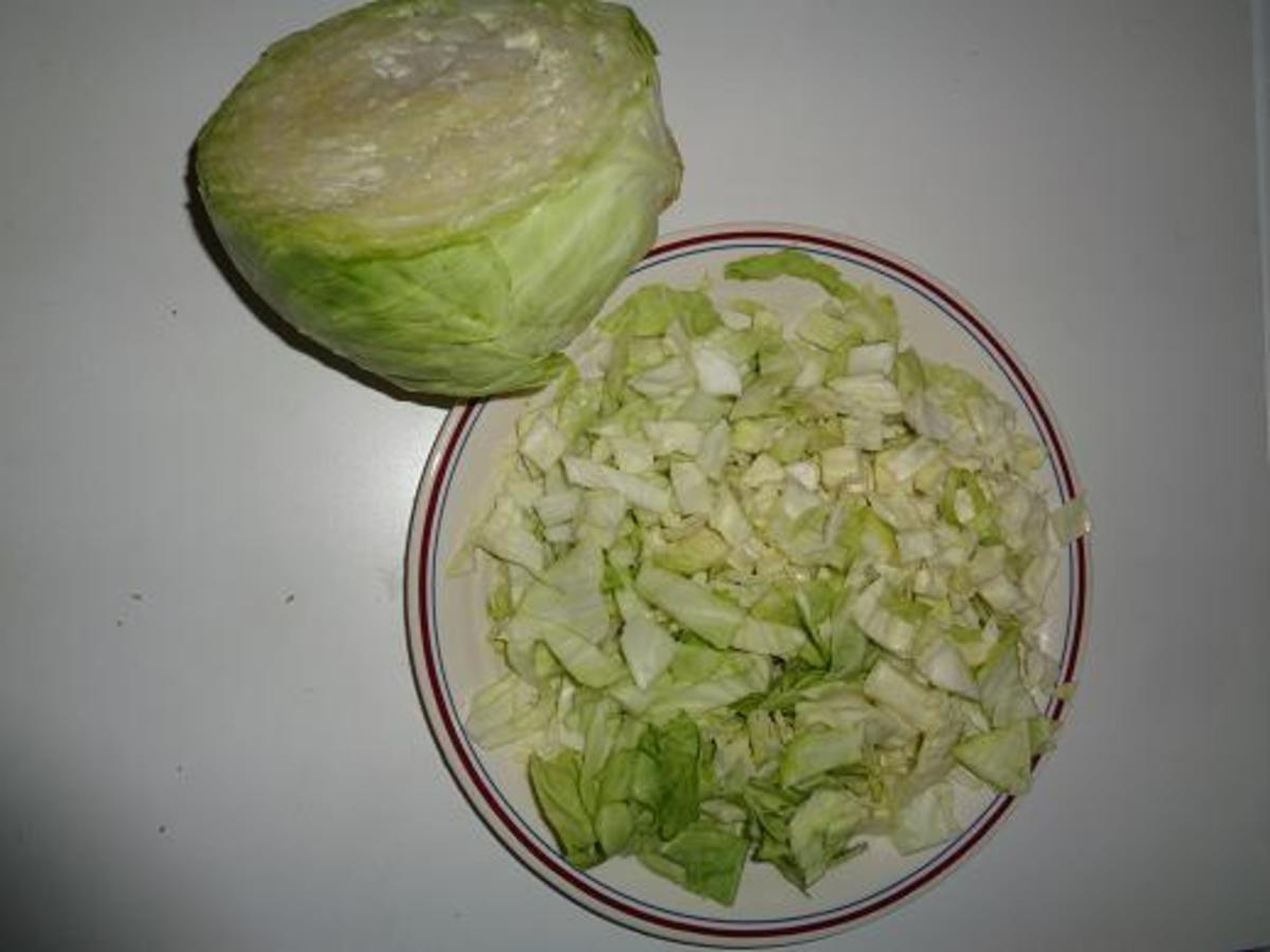 Chopped-up green cabbage