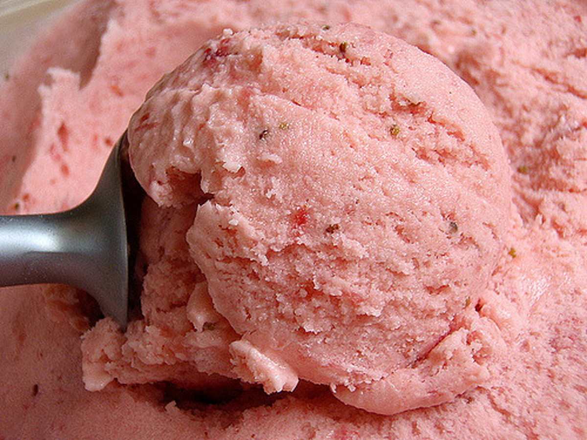 Homemade strawberries and cream ice cream