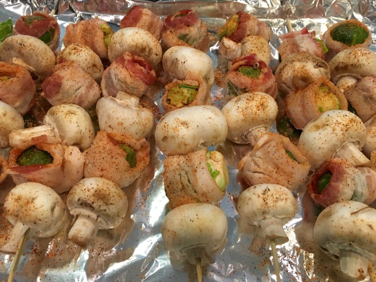 BaconWrapped Brussels Sprout and Mushroom Skewers Delishably