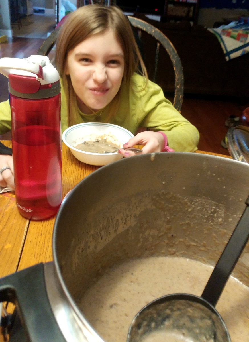 This is my daughter's "Mmm, best soup ever!" face.
