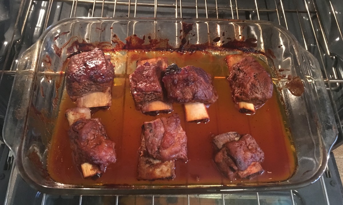This is how the short ribs should look once the tinfoil has been removed.  Allow 30 more minutes to cook.