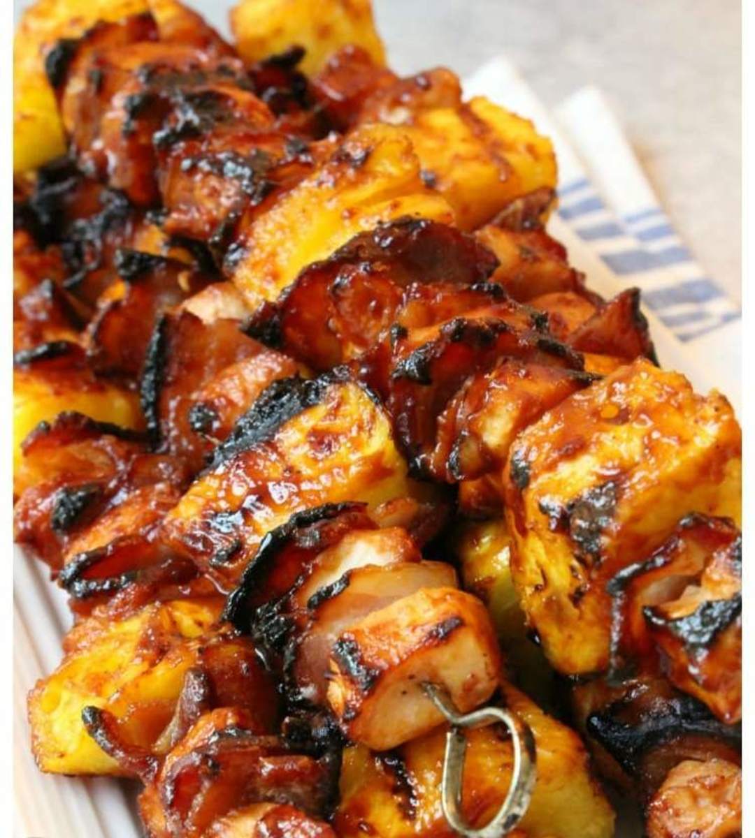 BBQ Chicken Bacon Pineapple Kabobs