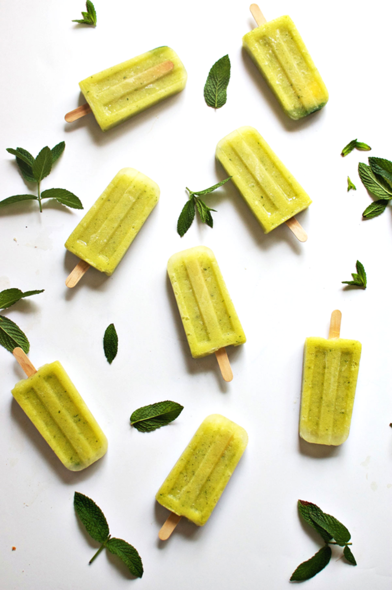 Pineapple-cucumber-mint popsicles