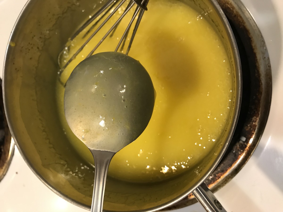 You know the lemon curd is ready when it will coat the back of a spoon. This is when it's thickened correctly.