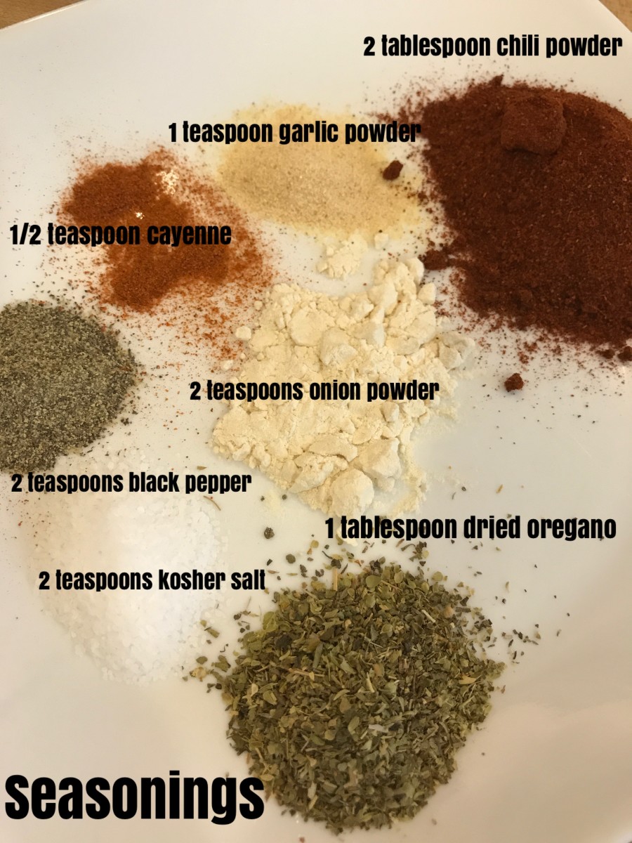 The spices are simple, but important. Each one brings something critical to the party. I use two tablespoons of chili powder—just the regular grocery-store stuff. But feel free to use more or less based on your family's tastes.