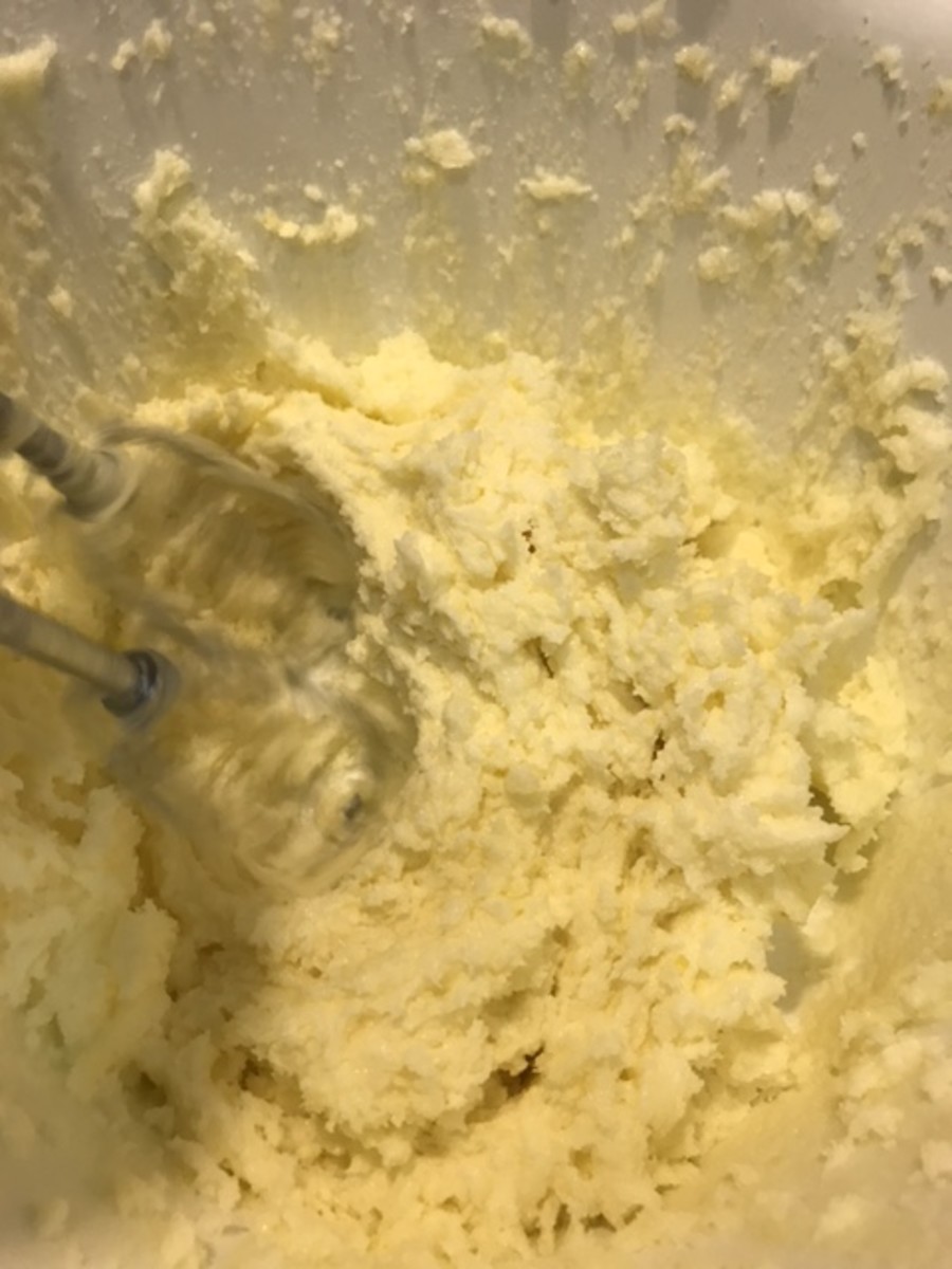 Making sure the butter and sugar have been thoroughly beaten helps make the finished cake have a great texture. Creaming the ingredients correctly also insures the correct 'lift' when the cakes bake.