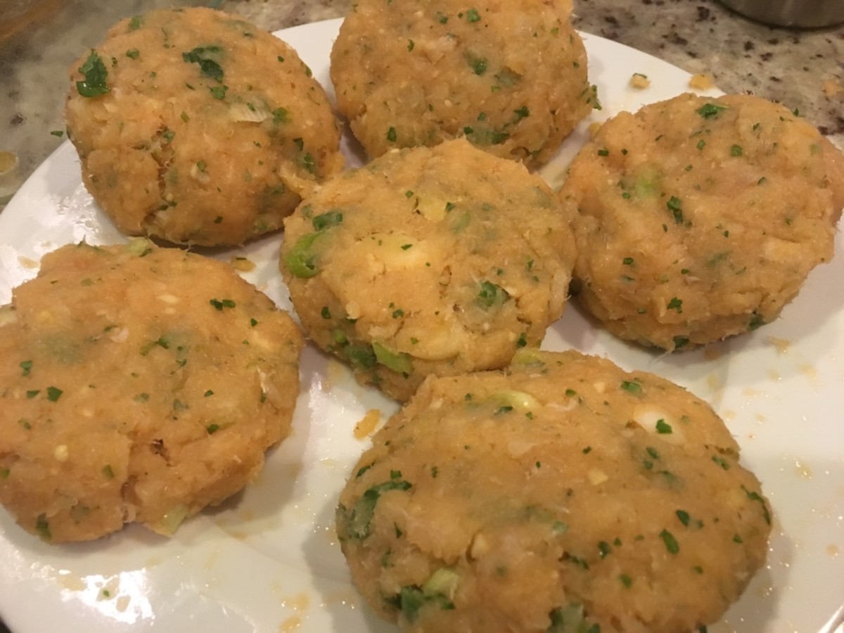 Fish cakes. These patties are much more delicate than hamburger.