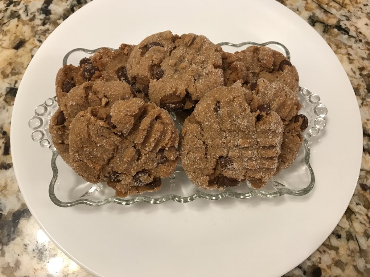 Peanut butter chocolate chip cookies, non-vegan version.