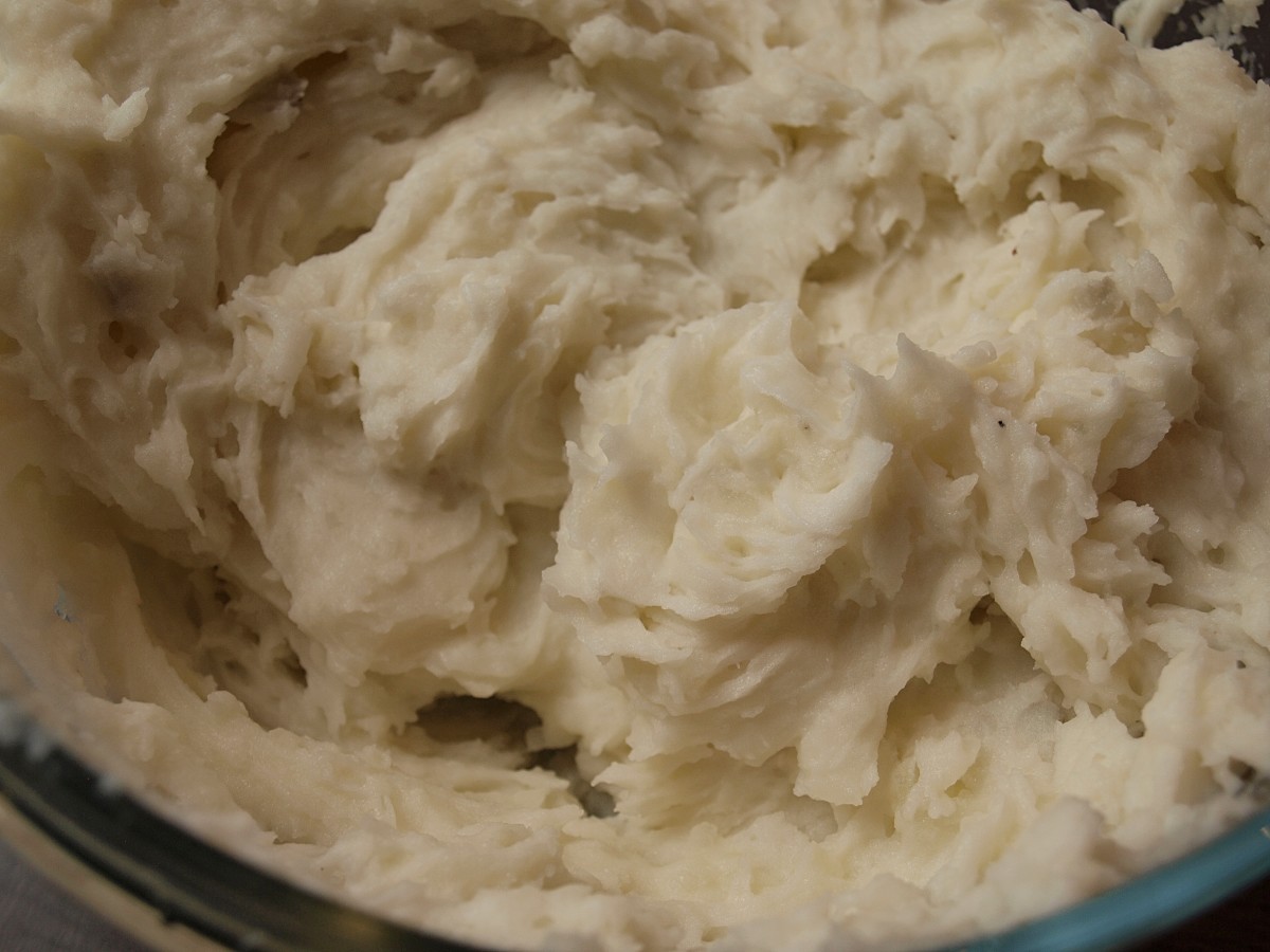 The results of mashing potatoes with a mixer.