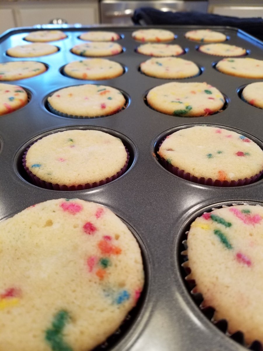 Baked funfetti cupcakes.